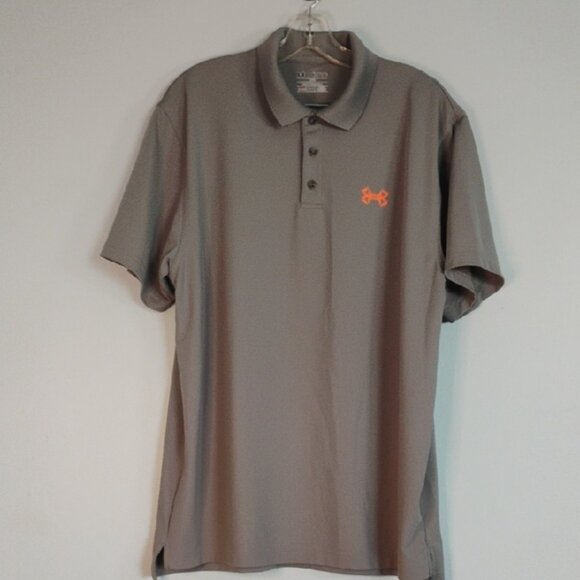 Under Armour Gray and Orange Performance Polo Shirt Heat Gear Classic Design XL - Picture 1 of 7